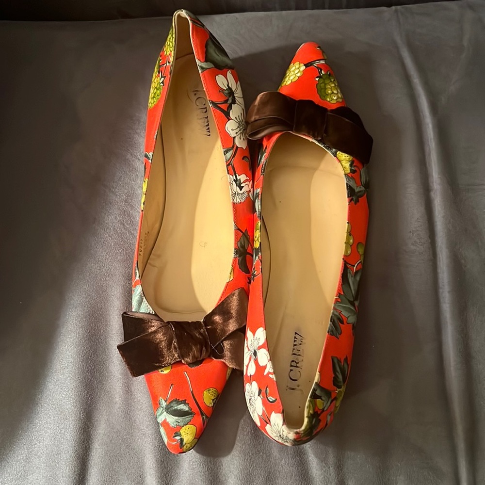 J Crew pointed flats. Unique. Bold. Made in Italy